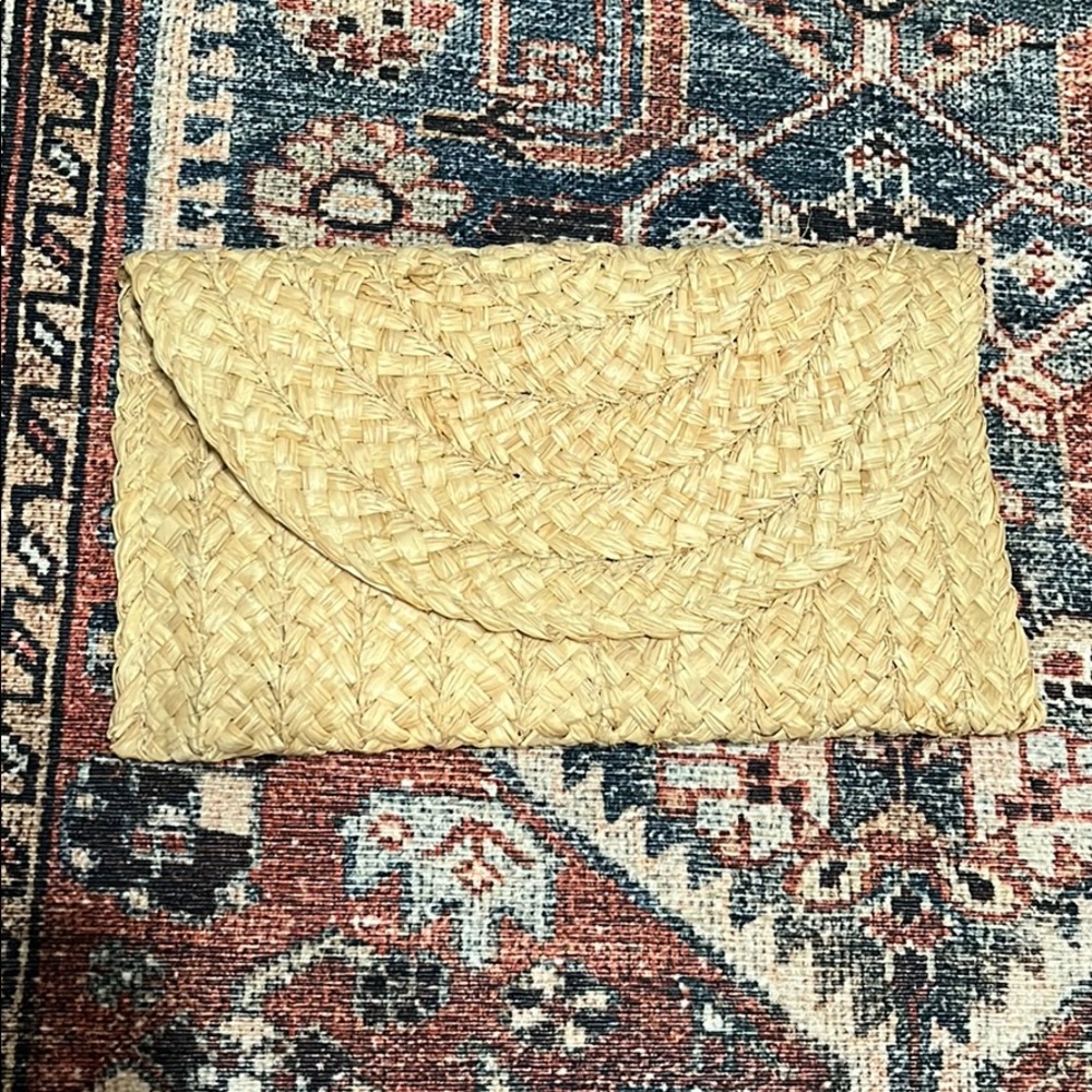 Woven straw clutch